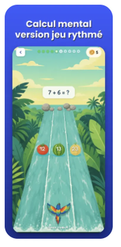 Mini-jeu de calcul mental rythmé dans CocoMado